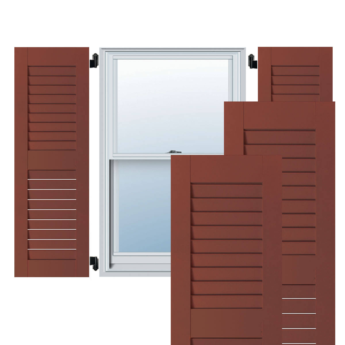 15 in. x 41 in. Exterior Real Wood Louvered Shutters Pair T94784