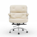 White Genuine Leather Office Chair J440