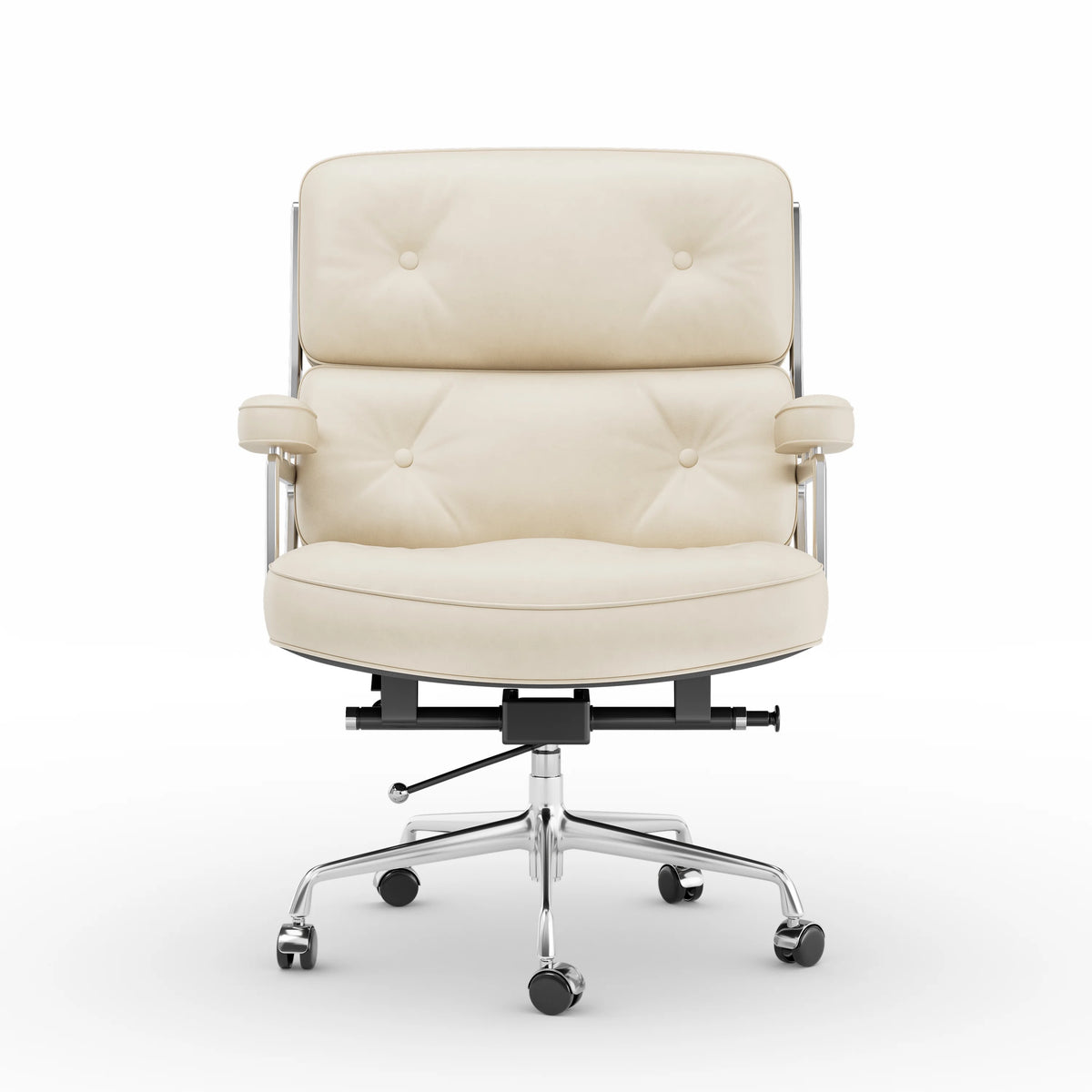 White Genuine Leather Office Chair J440