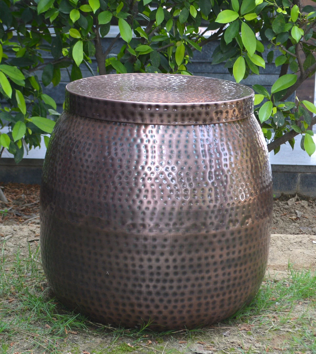 20 Hammered Finish Metal Garden Stool C41199