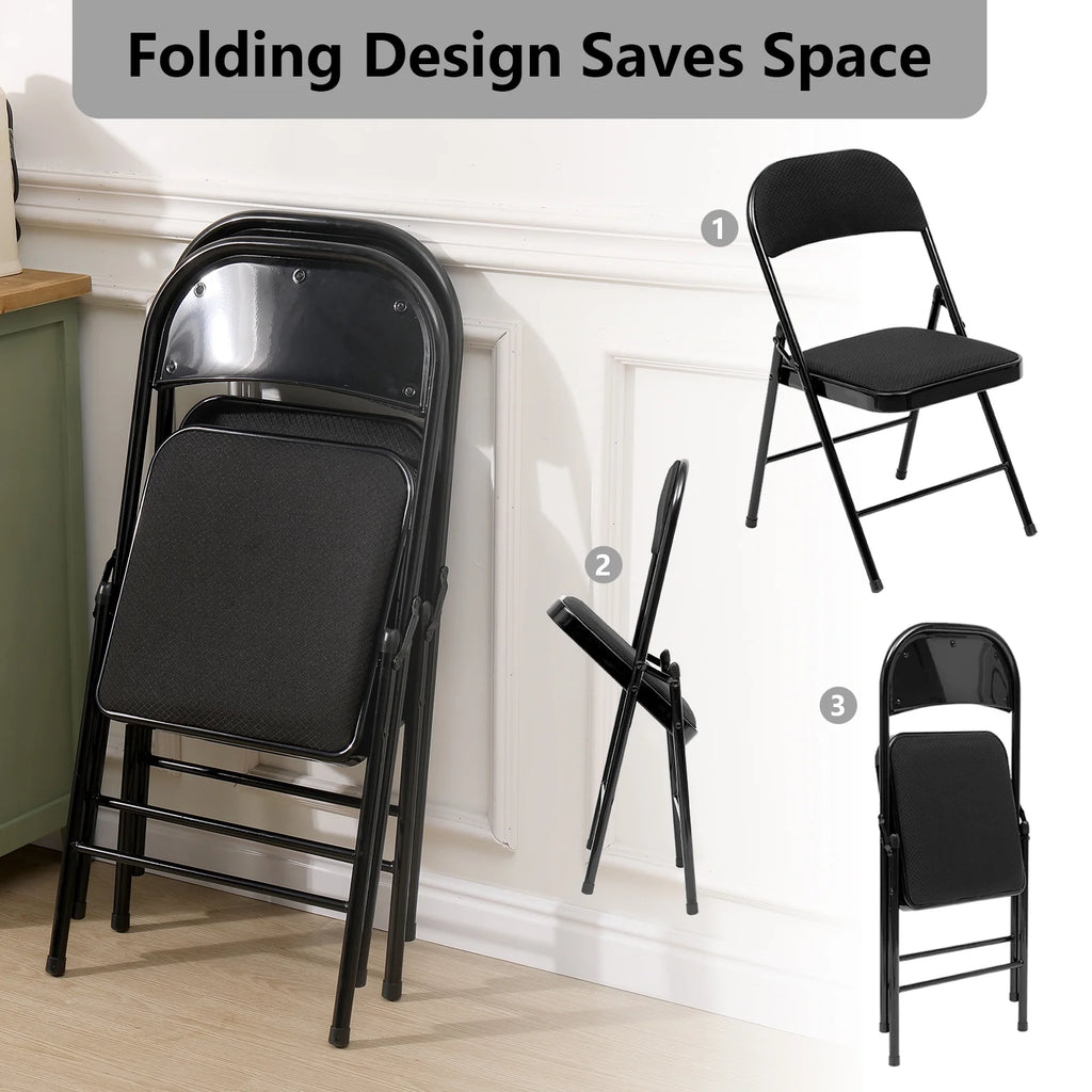 Black Fabric Upholstered Folding Chairs 6 Pack R839818