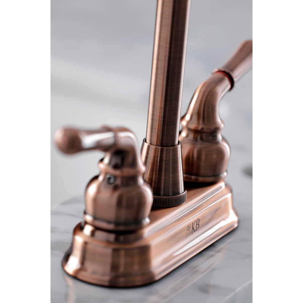 Satin Nickel & Polished Brass Two-Handle Centerset High-Arch Bar Faucet H525667