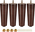6 Inches Round Wood Furniture Legs Set of 4 Brown G28224
