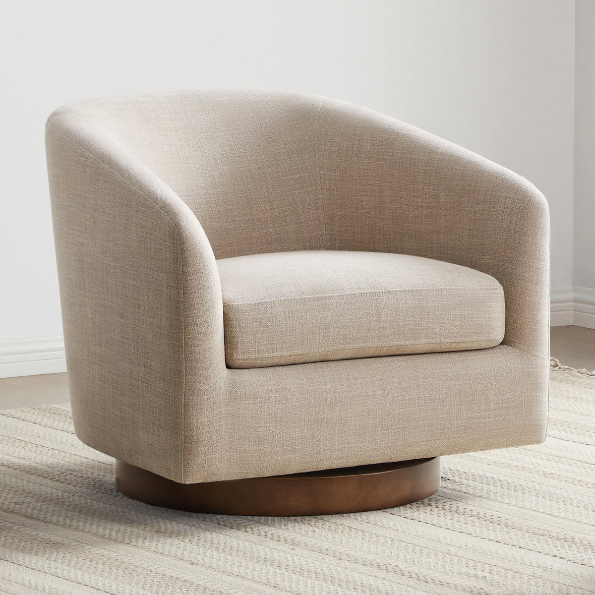 Ivory White Fabric Swivel Accent Chair G61836