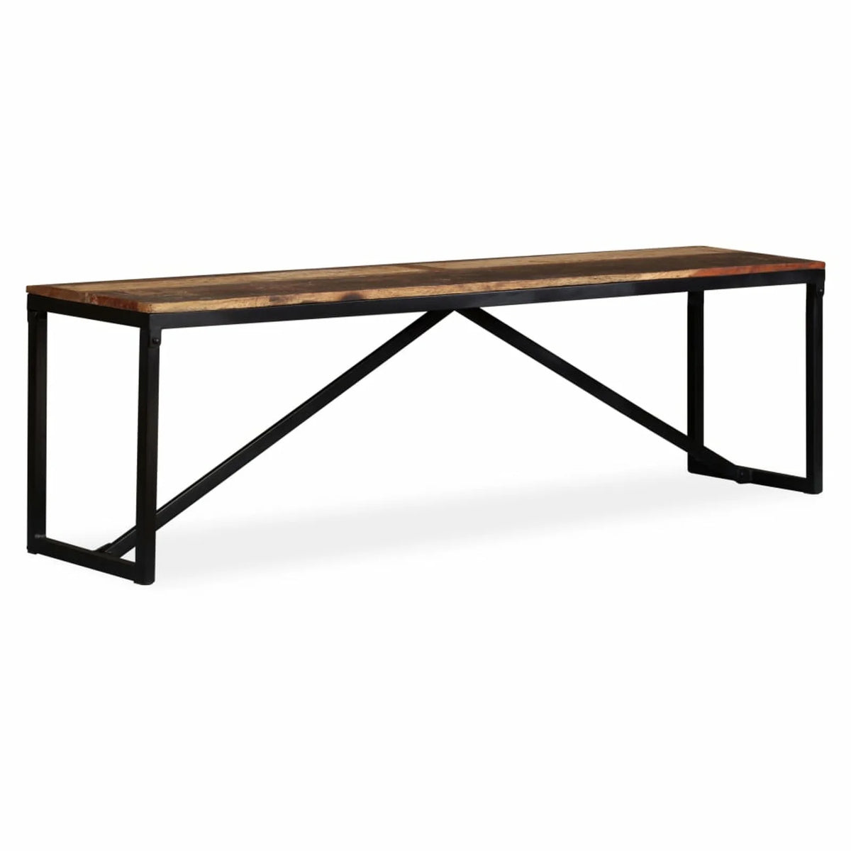 Vintage Reclaimed Wood Bench with Steel Legs O826450