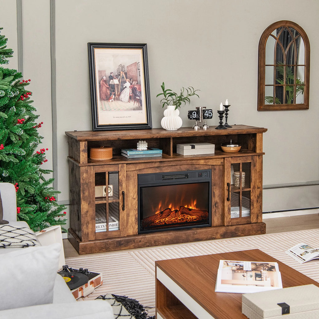 58'' Fireplace TV Stand with 1400W Electric Fireplace N657
