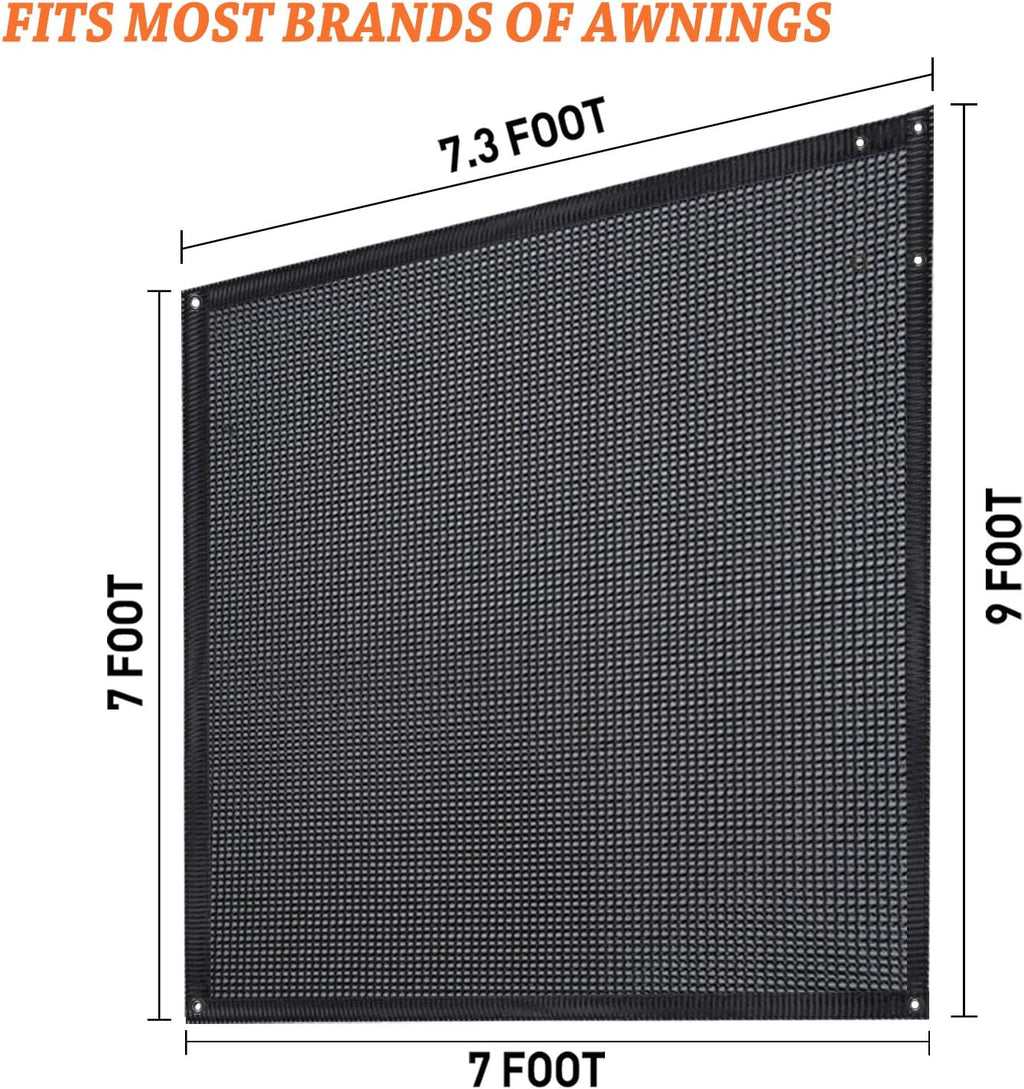 RV Awning Shade Screen 9'X7' Black Mesh Sunshade Pack of 2 D9604