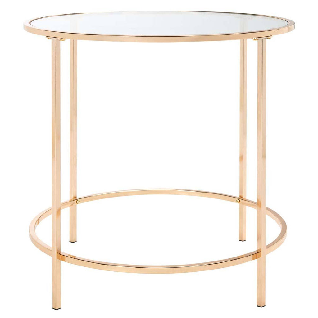 Round Glass Side Table with Polished Gold Frame A39442