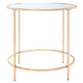 Round Glass Side Table with Polished Gold Frame A39442