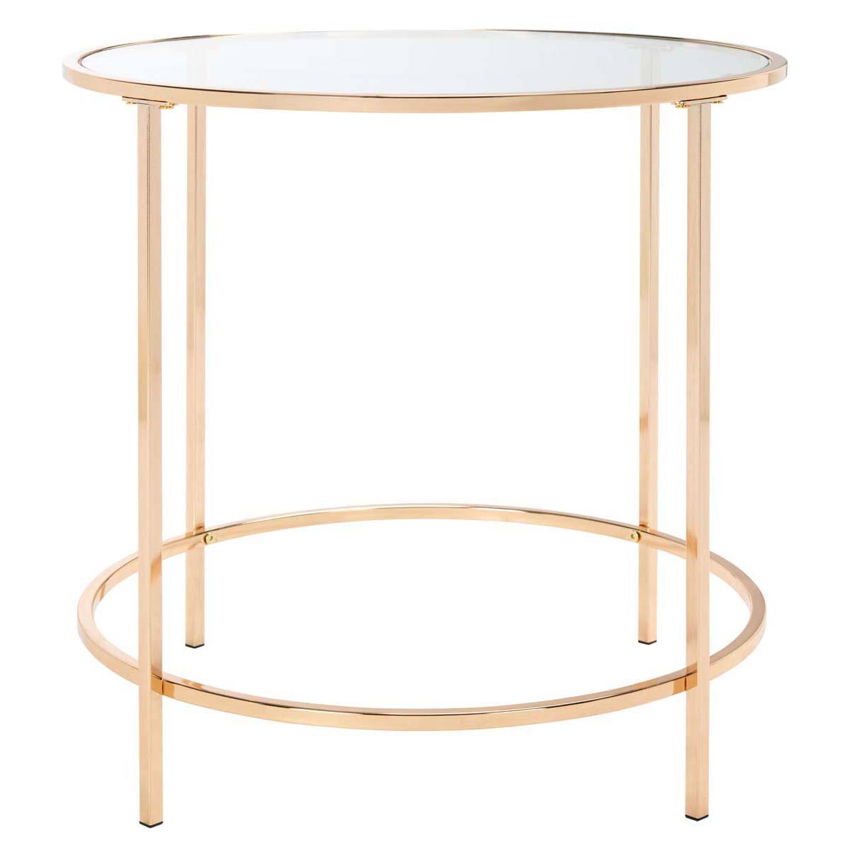 Round Glass Side Table with Polished Gold Frame A39442