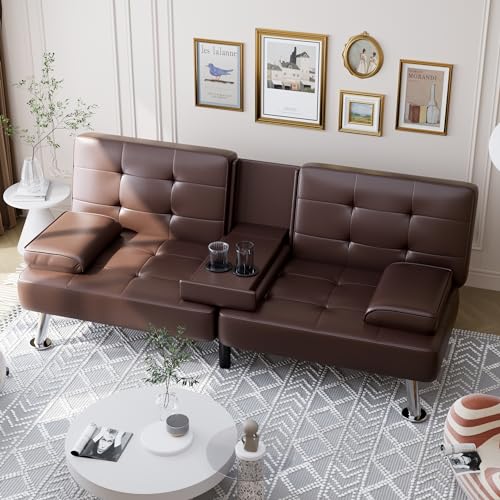 Dark Gray Linen Fabric Reversible Convertible Sofa Bed with Storage Chaise U9280