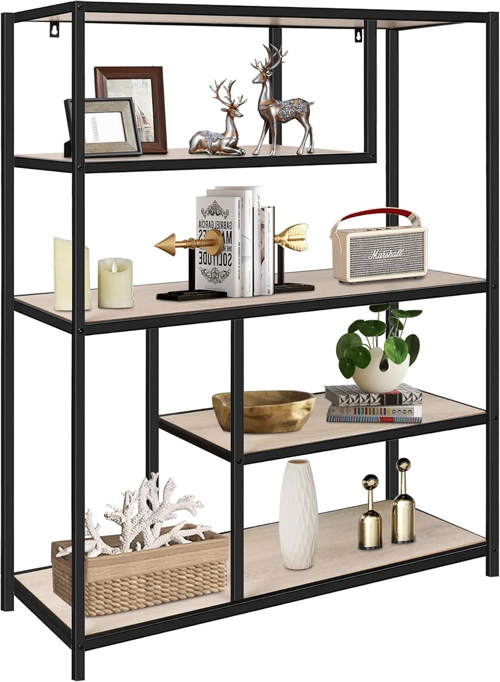 5-Tier Tall Wood Open Bookshelf U201