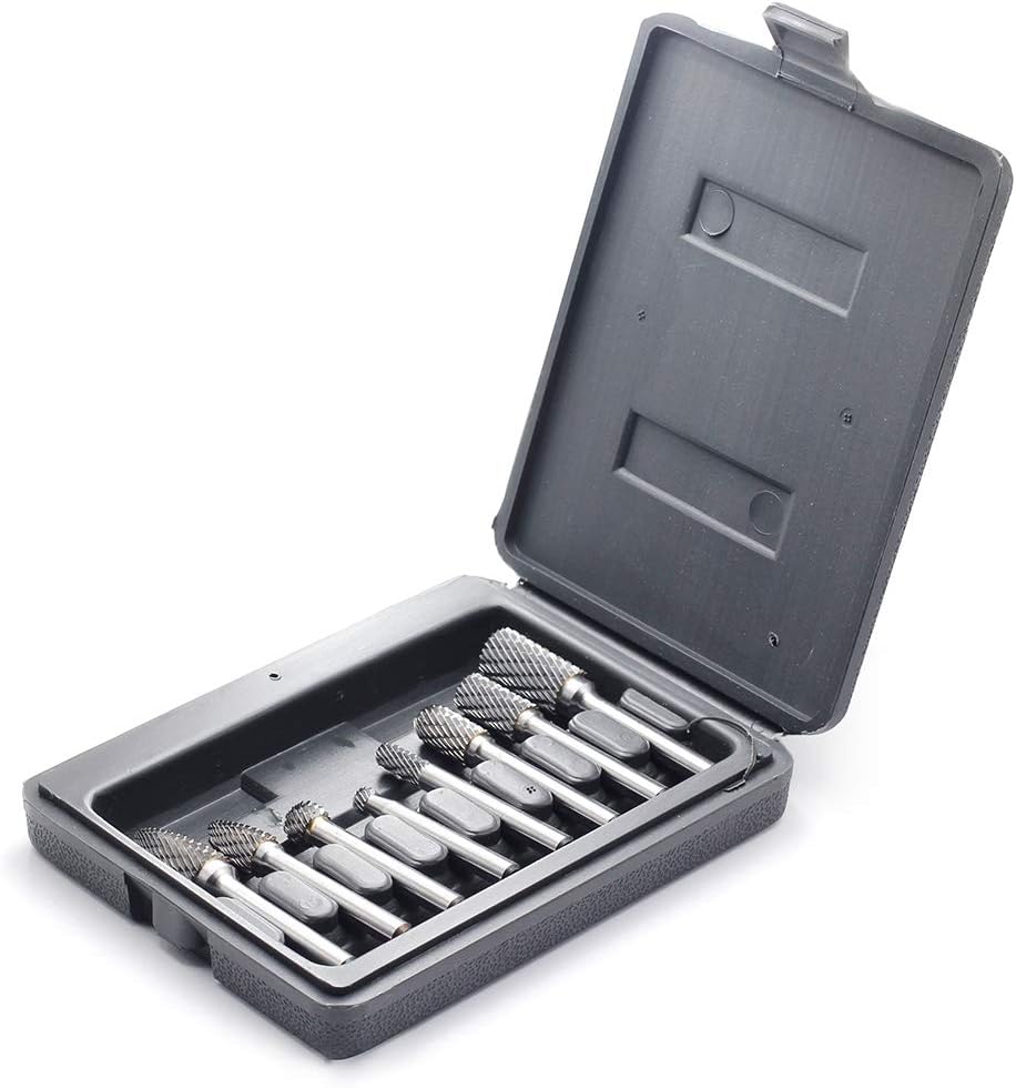 Carbide Burr Set with 1/4'' Shank 8pcs Double Cut Solid Carbide Rotary Burr Set G445