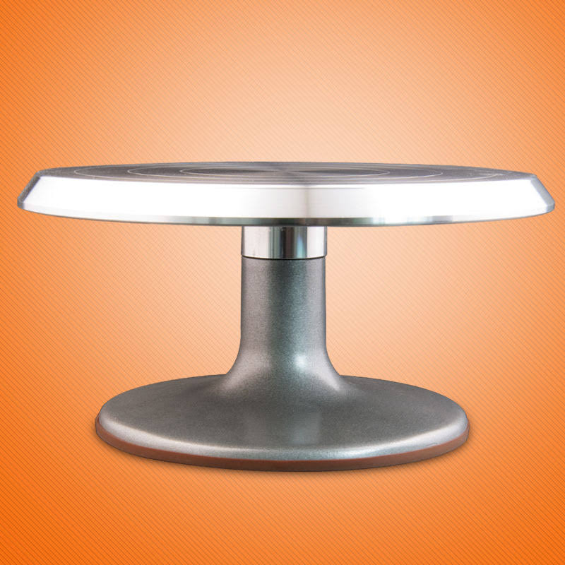 Silver Aluminum Alloy Rotating Cake Turntable Stand P322691
