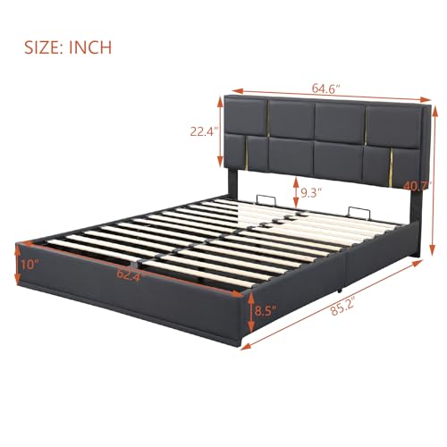 Beige Queen Upholstered Platform Bed with Storage Ottoman E421336