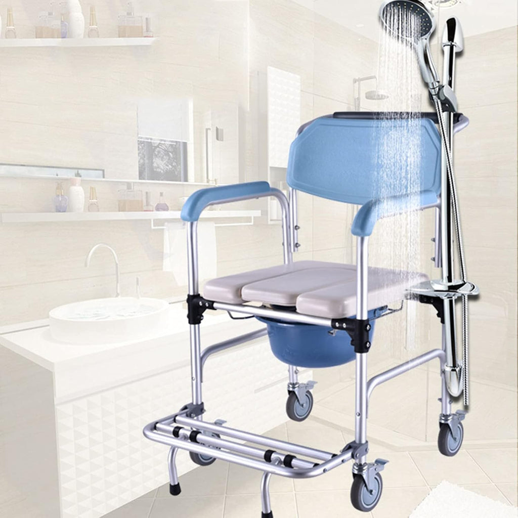 Wheelchair Shower Commode Chair with Footrests Q962