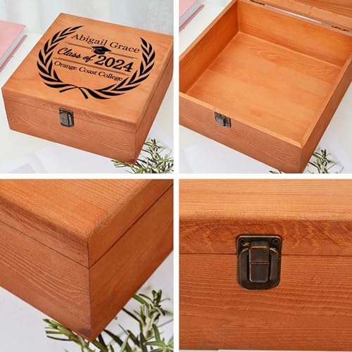 Custom Graduation Wooden Box with Name & Grad Year C826