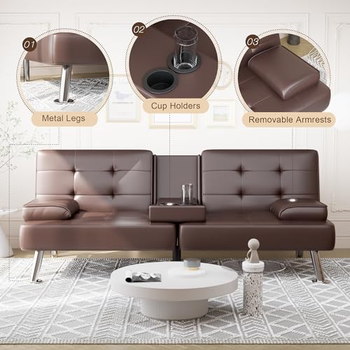 Dark Gray Linen Fabric Reversible Convertible Sofa Bed with Storage Chaise U9280