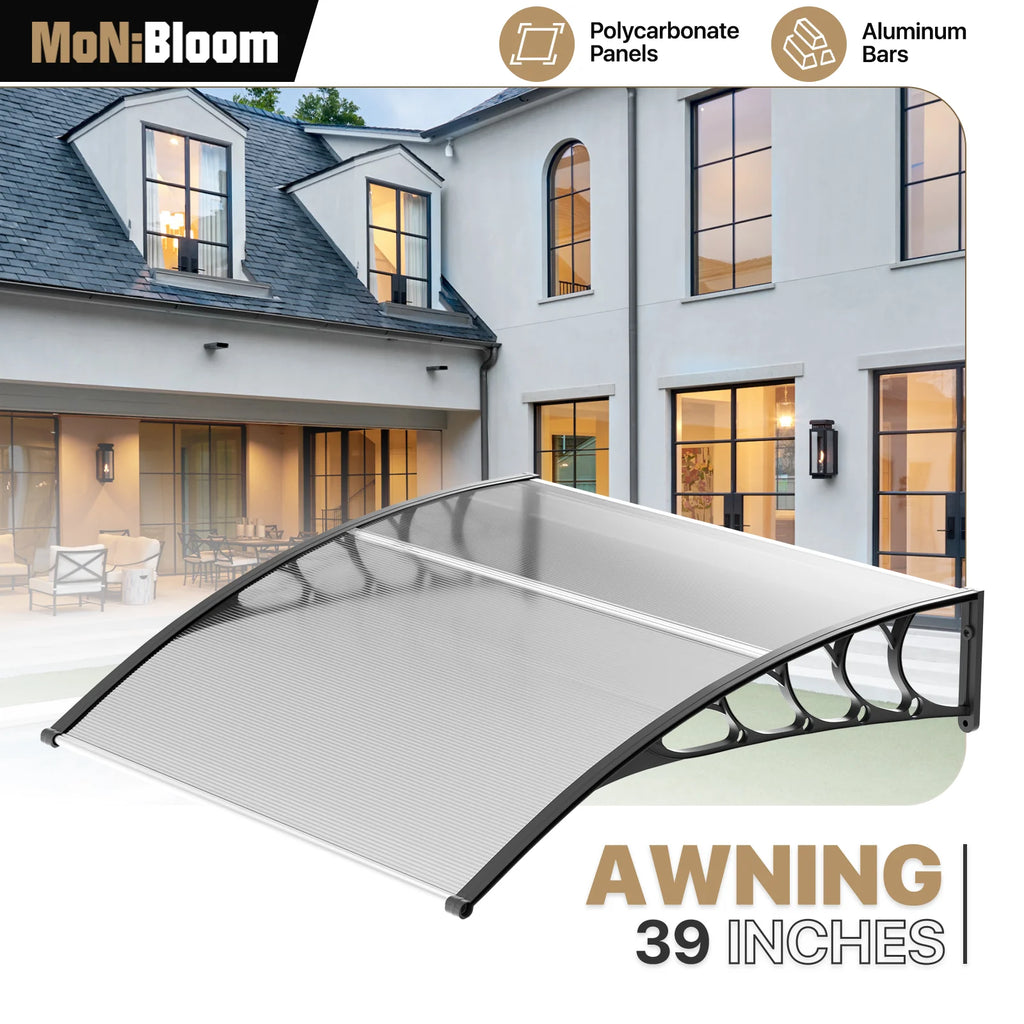 Clear Polycarbonate Door Canopy with Black Bracket T1605