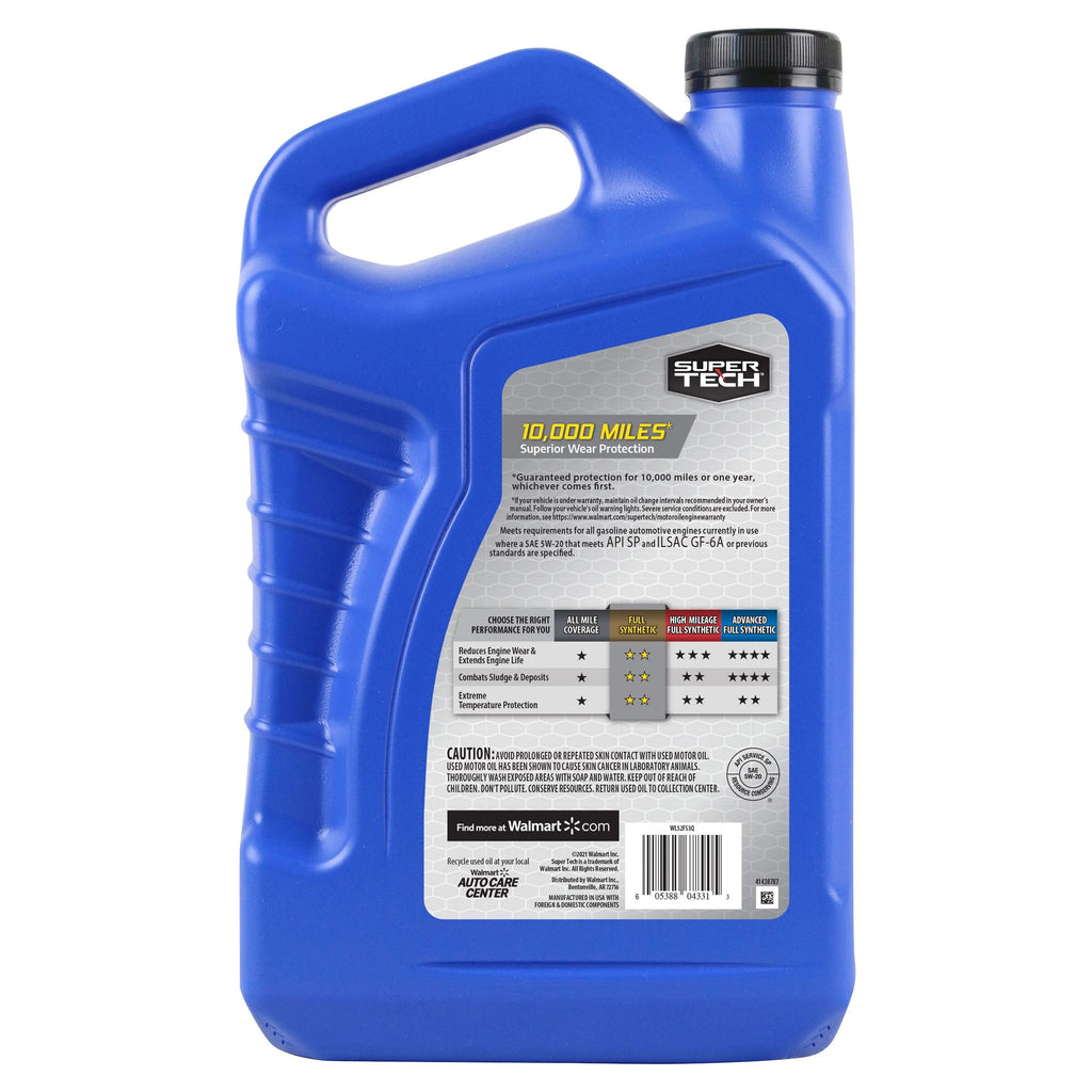 Full Synthetic SAE 5W-20 Motor Oil, 5 Quarts V96853
