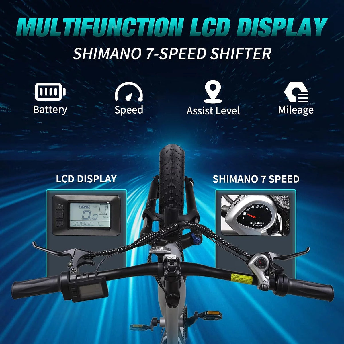 750W 48V 14AH Removable Battery 26" Fat Tire Electric Bike P420