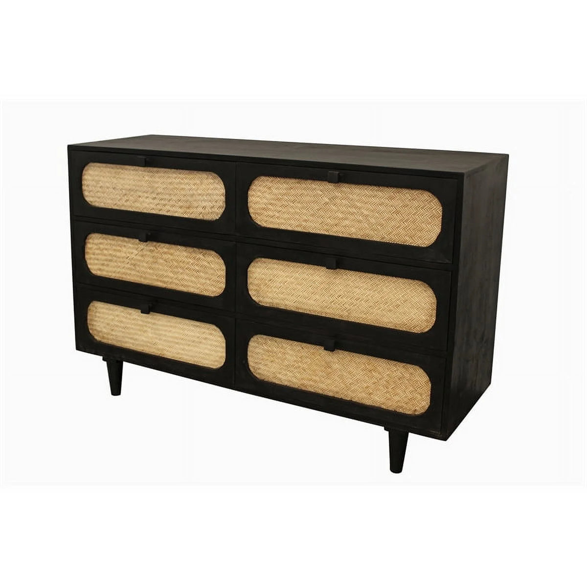 6 Woven Drawer Dresser with Solid Wood in Black Finish Y645