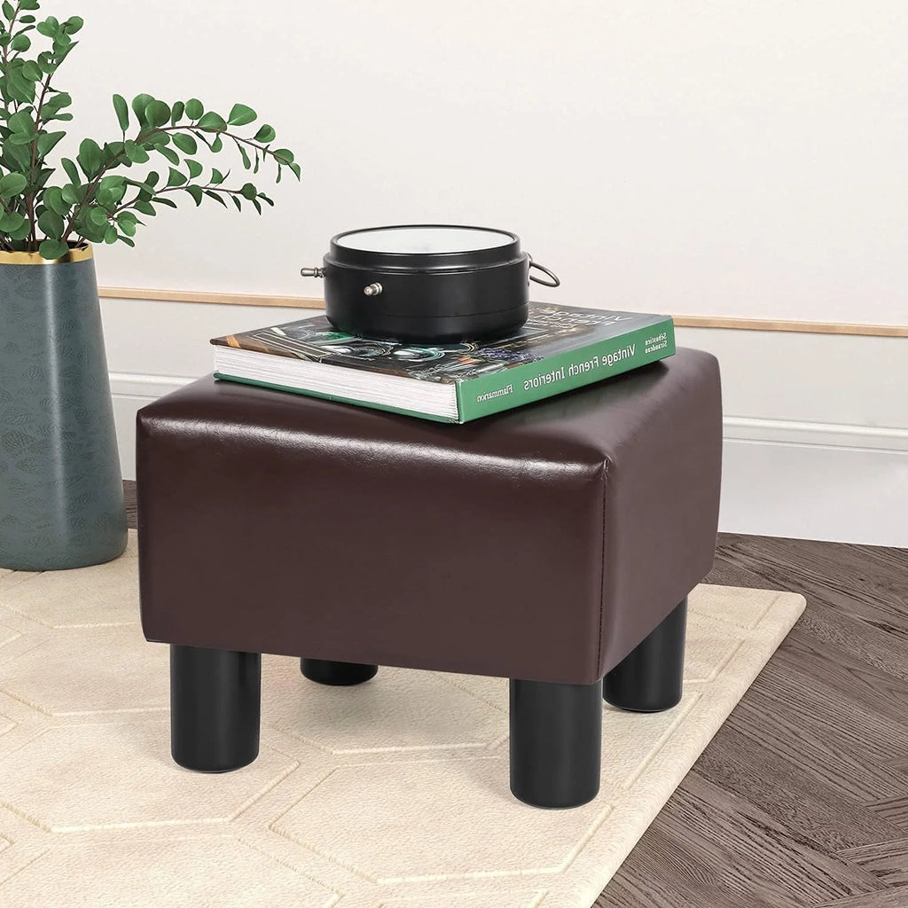 Brown Square PU Leather Ottoman S519