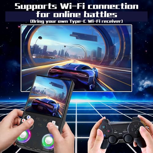 Black Handheld Retro Game Console with 4.0-Inch IPS Screen and 64GB TF Card A244124