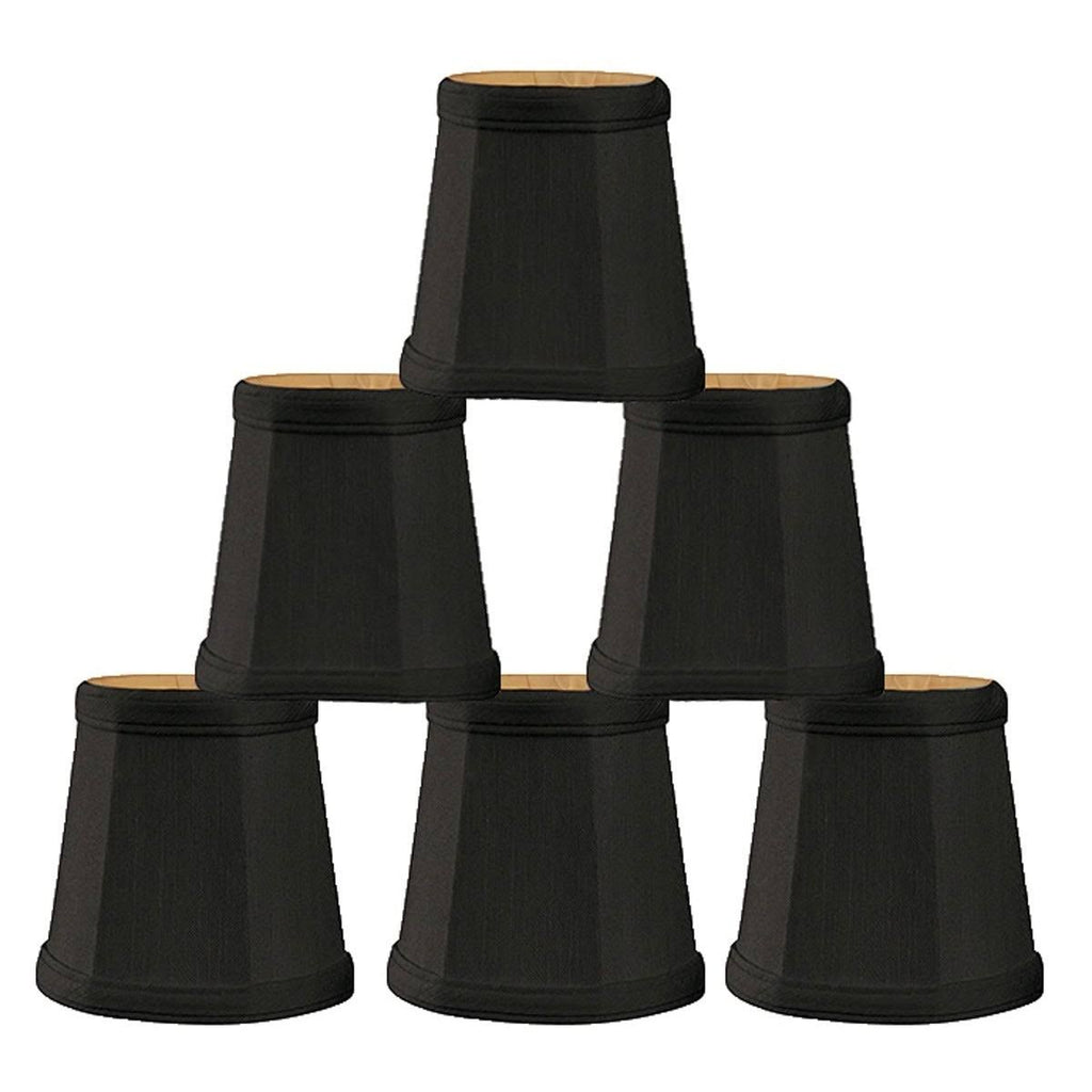 Silk Bell Candelabra Shade Set of 6 Black Gold G1411