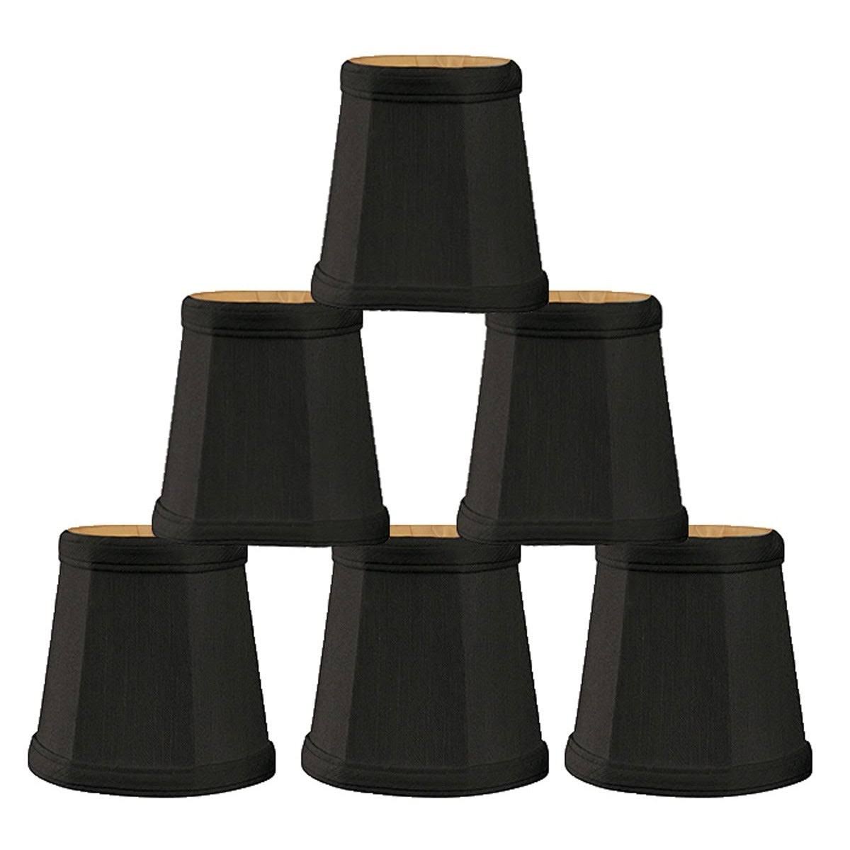 Silk Bell Candelabra Shade Set of 6 Black Gold G1411