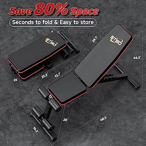 Adjustable Folding Incline Decline Weight Bench with Resistance Band U956139