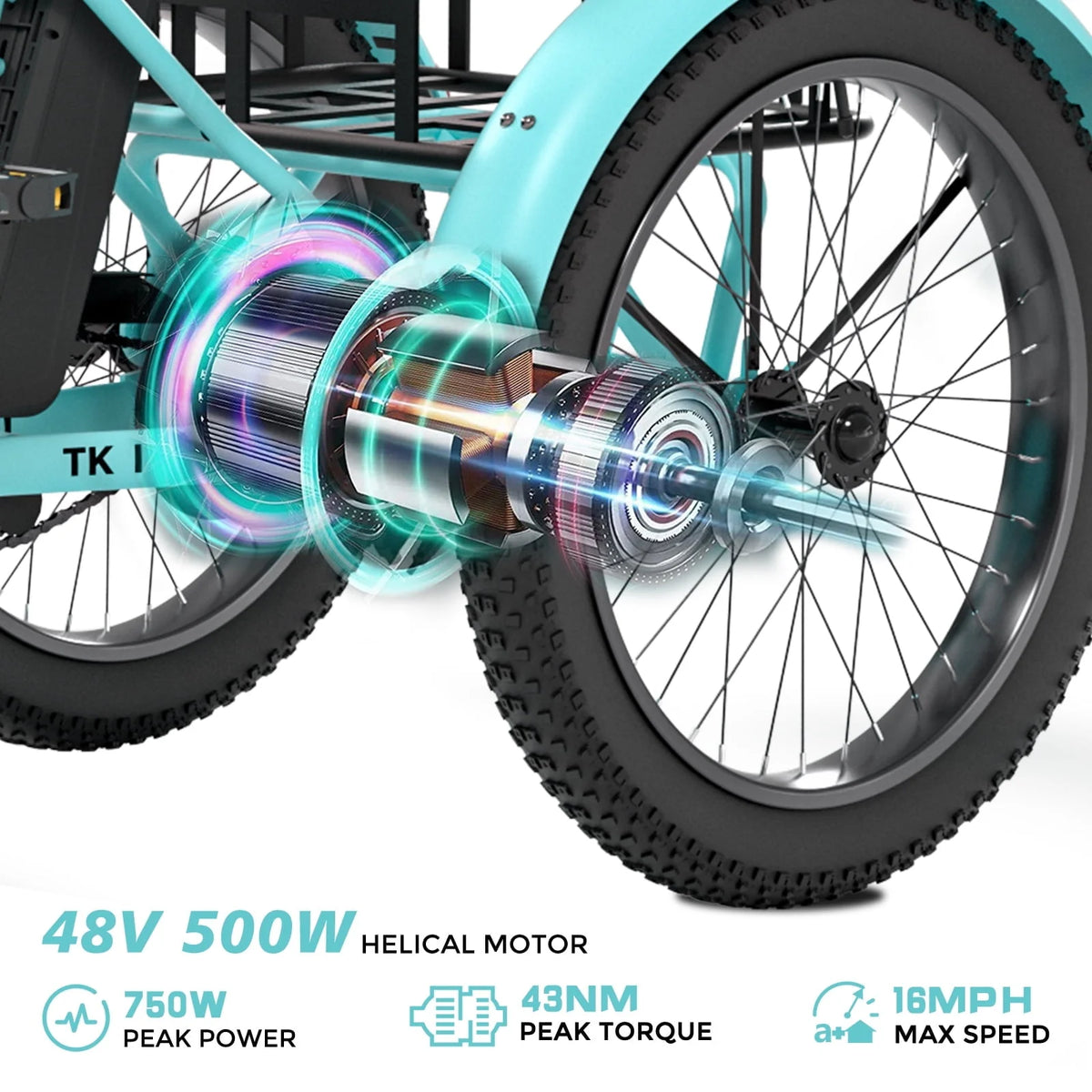 Electric Folding Tricycle with 500W Motor, 48v 14.5Ah Battery, 20*3in Fat Tires F18016