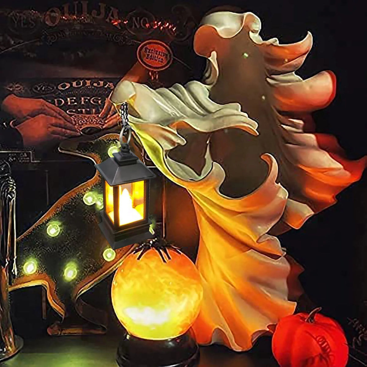 Ghost Witch Messenger with Lantern Statue Ornament A8733