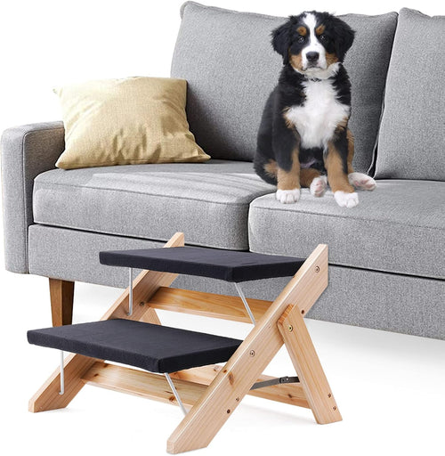 2-in-1 Foldable Wooden Pet Stairs with 2 Levels S2302