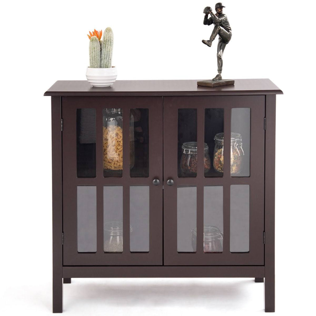 Brown Glass Door Sideboard Cabinet D7857