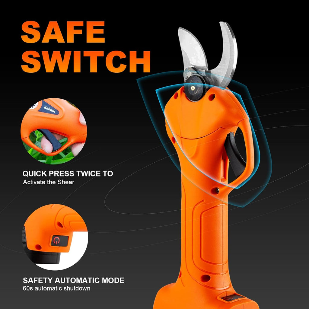 Battery Powered Electric Pruning Shears Cordless with 2Pack 2Ah Rechargable Batteries 16.8V 25MM Cutting Diameter L5047
