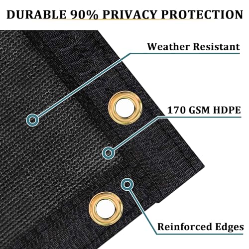4' X 50' Heavy Duty 170 GSM Fence Privacy Screen Black F16134