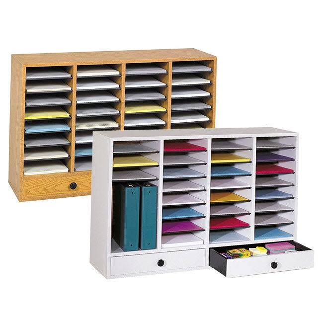 Gray 32 Compartment Letter Sorter with 2 Drawers Z1916