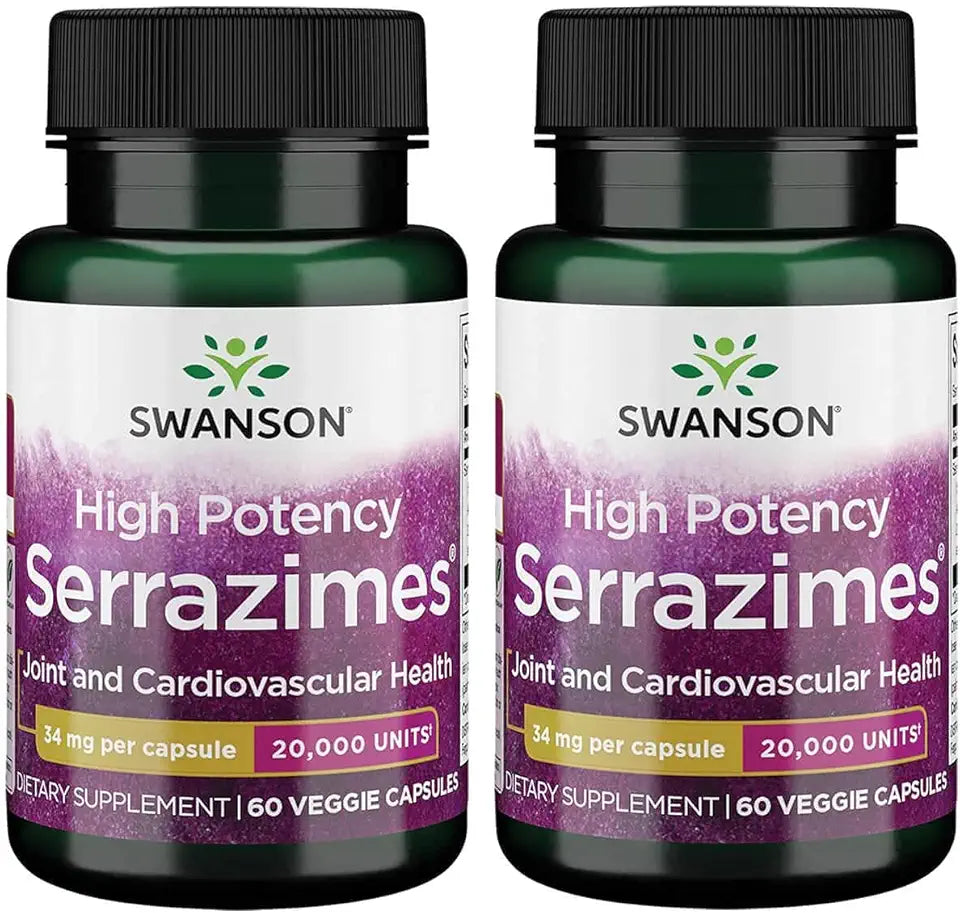 Serrazimes 20000 Units 60 Veg Capsules Enzyme 2 Pack S84641