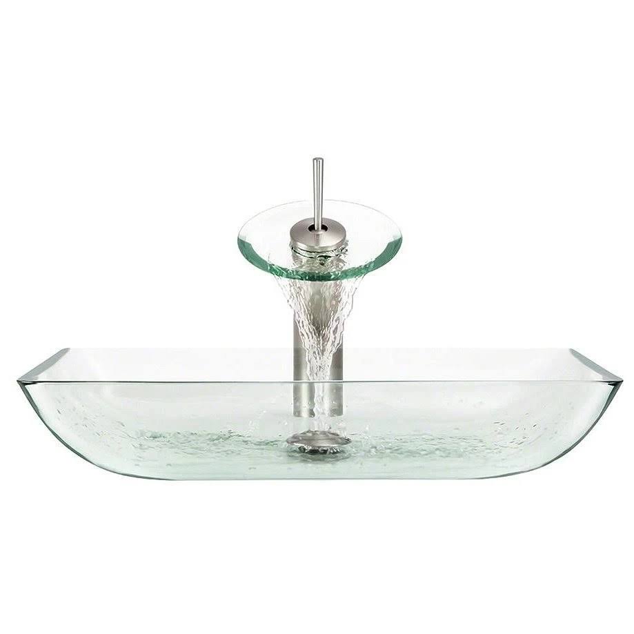 Crystal Brushed Nickel Bathroom Waterfall Faucet Ensemble R972