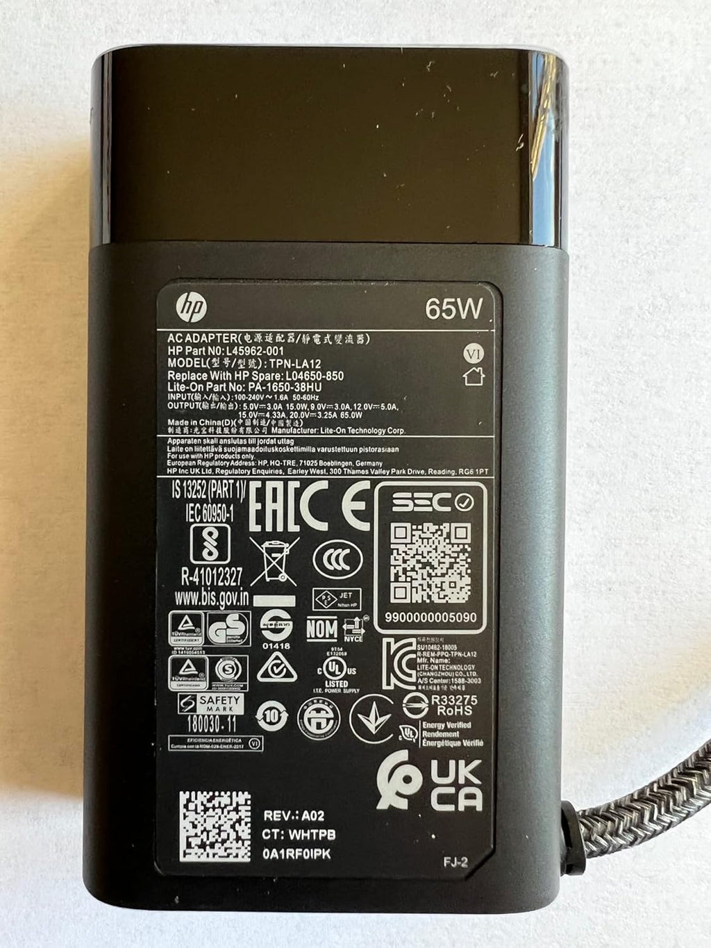 HP 65W USB C Replacement Power Adapter Pack of 2 Z558