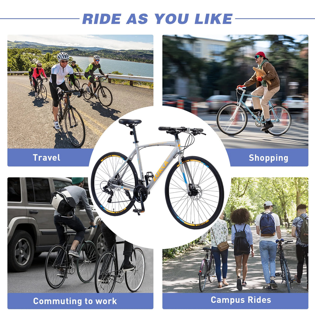 Silver 700C Hybrid Bike with Double Disc Brake E470370