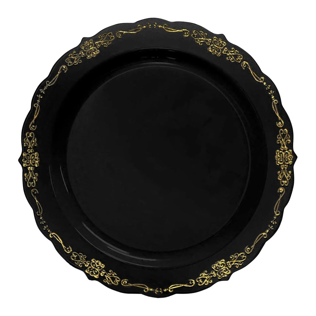 Black Gold Disposable Plastic Wedding Value Set (60 Guests) H164642
