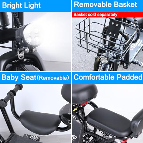 Black Electric Scooter with 3 Seats 350W Motor 14" Tire 20 Miles Range N334