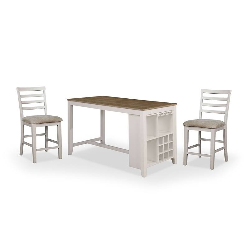White 3-Piece Wood Counter Height Dining Set Y7747