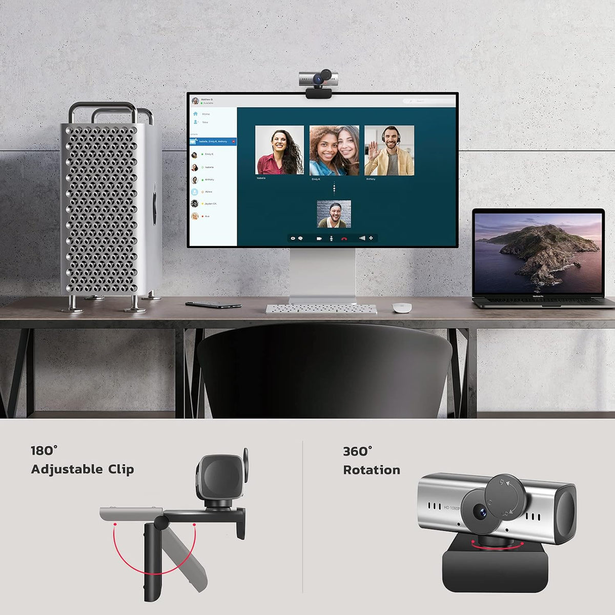 1080P Webcam with Microphone and Privacy Cover, USB Camera, Pack of 2 O921