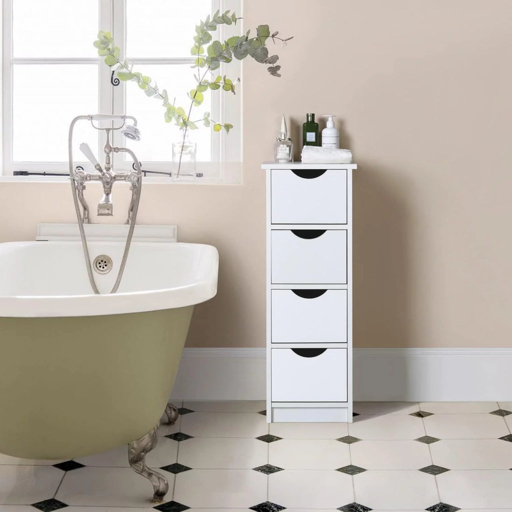 White 4 Drawer Wooden Floor Cabinet H619641