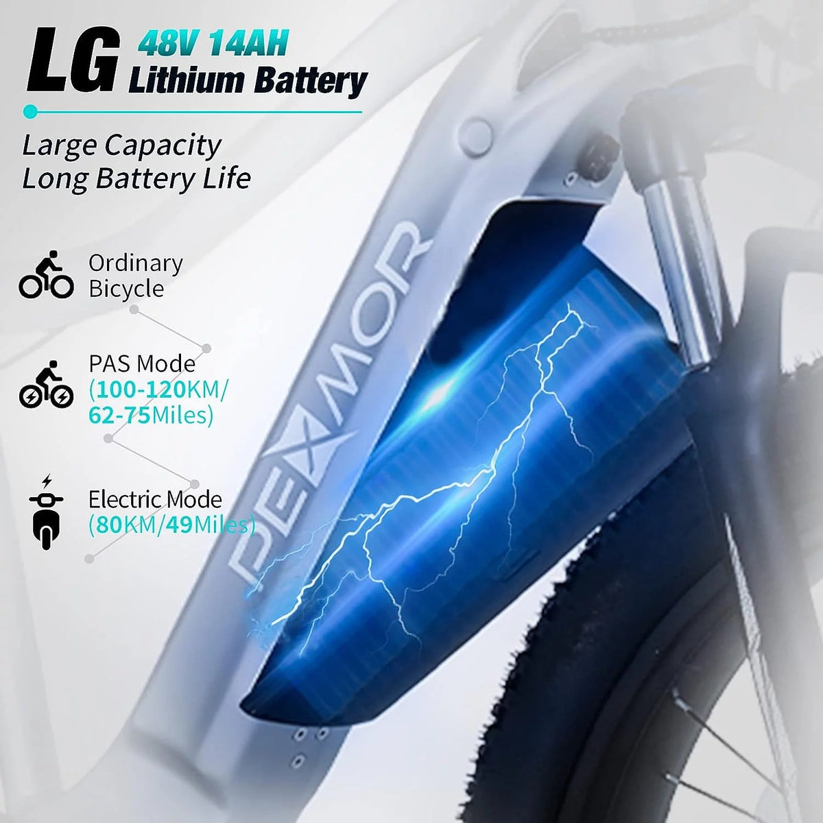 750W 48V 14AH Removable Battery 26" Fat Tire Electric Bike P420