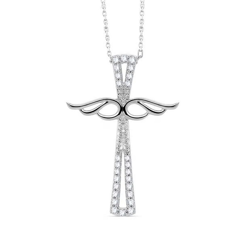 18K White Gold Diamond Cross Necklace Z943186