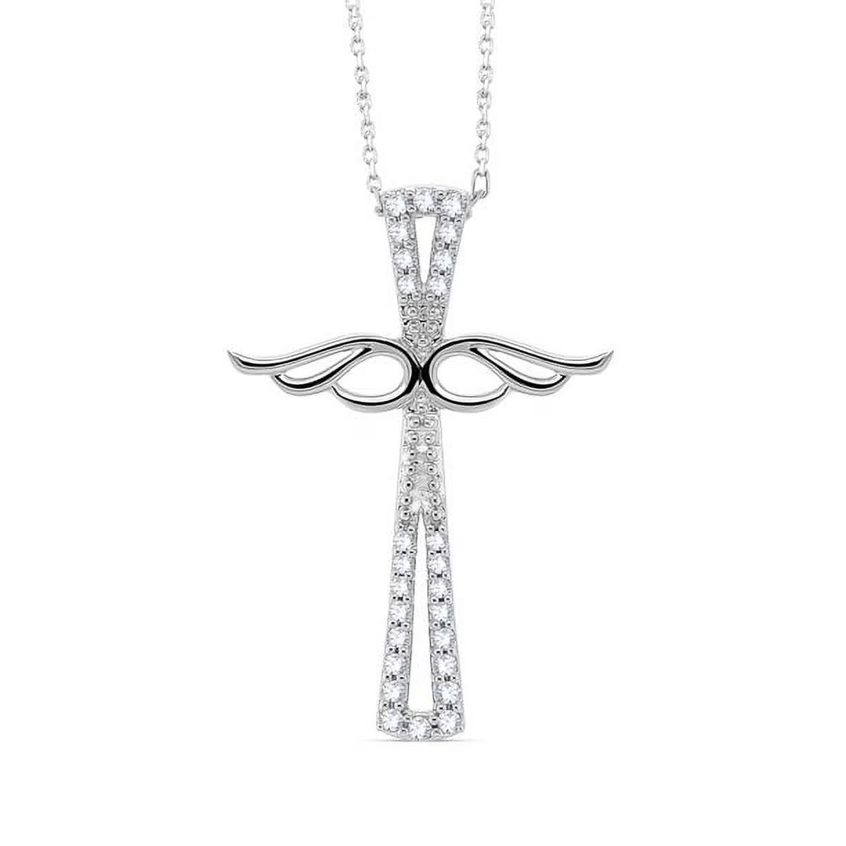 18K White Gold Diamond Cross Necklace Z943186